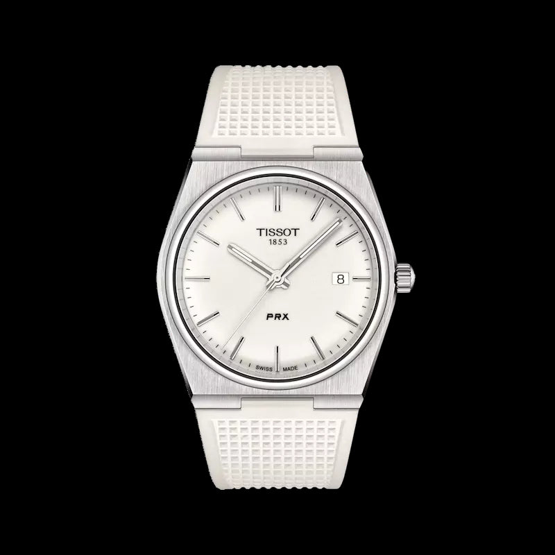 Tissot PRX 40 White Dial White Rubber Strap Watch For Men -  T137.410.17.011.00