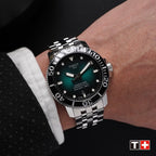 Tissot Seastar 1000 Powermatic 80 Green Dial Silver Steel Strap Watch For Men - T120.407.11.091.01