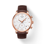 Tissot T Classic Tradition Chronograph White Dial Brown Leather Strap Watch For Men - T063.617.36.037.00