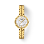 Tissot Flamingo Mother of Pearl White Dial Gold Steel Strap Watch For Women - T094.210.33.111.00