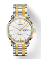 Tissot T Classic Automatics III White Dial Two Tone Steel Strap Watch For Men - T065.430.22.031.00