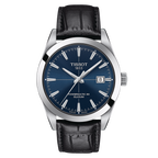 Tissot Gentleman Powermatic 80 Silicium Blue Dial Black Leather Strap Watch For Men - T127.407.16.041.01