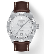 Tissot PR 100 Sport Silver Dial Brown Leather Strap Watch For Men - T101.610.16.031.00