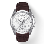Tissot Couturier Chronograph White Dial Brown Leather Strap Watch For Men - T035.617.16.031.00