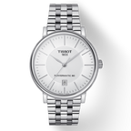 Tissot T Classic Carson Premium Powermatic 80 White Dial Silver Steel Strap Watch For Men - T122.407.11.031.00