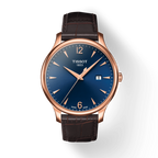 Tissot T Classic Tradition Blue Dial Brown Leather Strap Watch For Men - T063.610.36.047.00