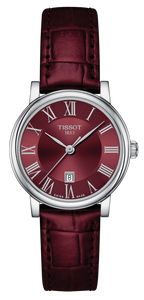 Tissot Carson Premium Lady Maroon Dial Maroon Leather Strap Watch For Women - T122.210.16.373.00