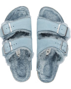Arizona Shearling Light Blue Suede Leather Sandals