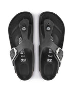Gizeh Big Buckle Black Oiled Leather Sandals