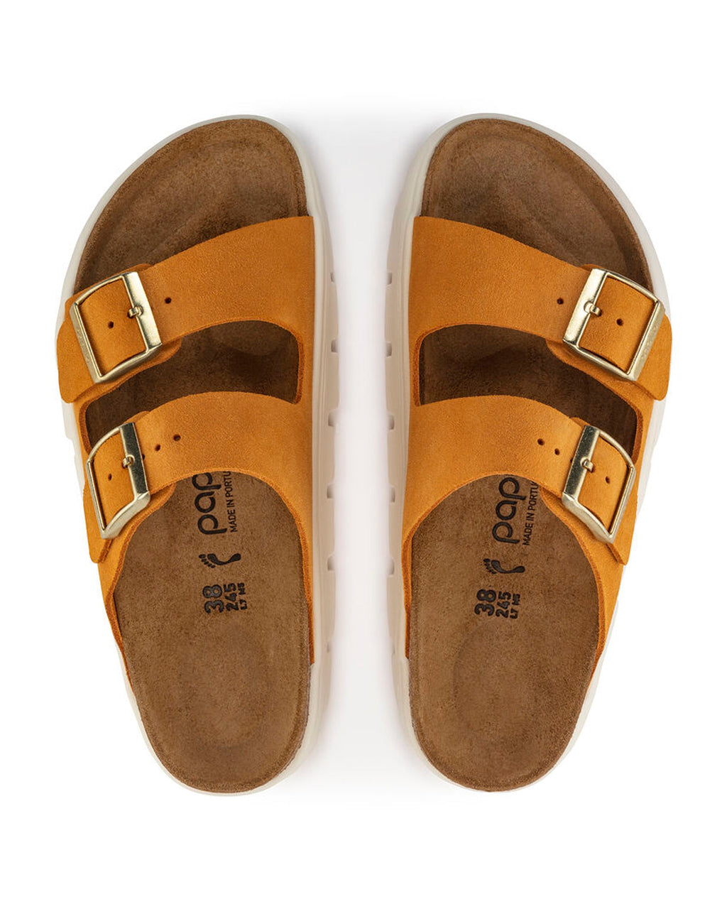 Arizona Chunky Apricot Suede Leather Sandals