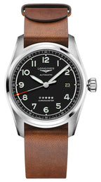 Longines Spirit Prestige Edition Automatic COSC Stainless Steel Black Dial Interchangeable Brown Leather/NATO Strap Date Mens Watch L3.810.4.53.9