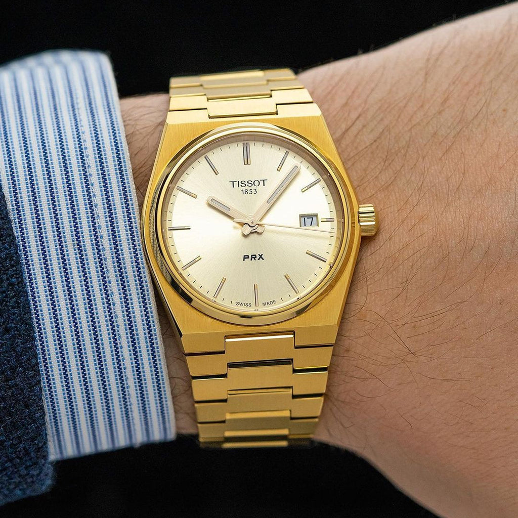 Tissot PRX Gold Dial Gold Steel Strap Watch for Men - T137.210.33.021.00