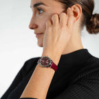 Tissot Carson Premium Lady Maroon Dial Maroon Leather Strap Watch For Women - T122.210.16.373.00