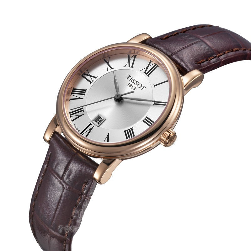 Tissot Carson Premium Lady Silver Dial Brown Leather Strap Watch For Women - T122.210.36.033.00