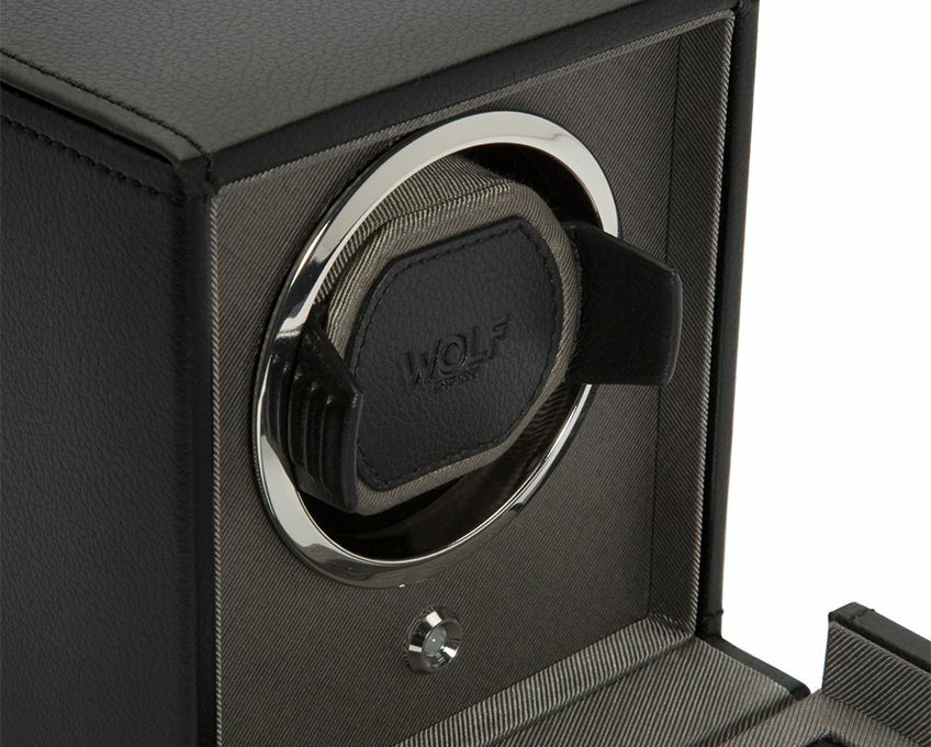 Wolf "Cub" Single Watch Winder with Cover - Vegan Leather