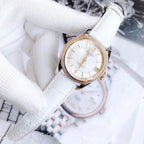 Tissot T-Classic Powermatic 80 Mother of Pearl Silver Dial White Leather Strap Watch For Women - T108.208.26.117.00