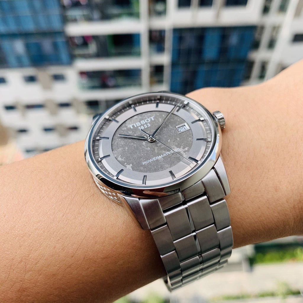 Tissot Luxury Powermatic 80 Grey Dial Silver Steel Strap Watch for Men - T086.407.11.061.00