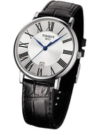 Tissot Carson Premium Silver Dial Black Leather Strap Watch For Men - T122.410.16.033.00