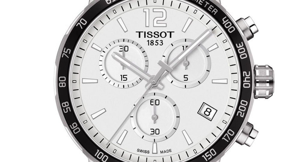 Tissot Quickster Chronograph NBA Toronto Raptors White Dial Two Tone NATO Strap Watch for Men - T095.417.17.037.16