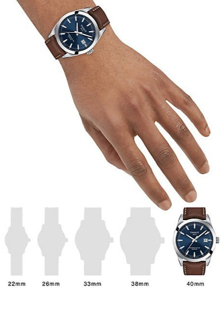 Tissot Gentlemen Powermatic 80 Silicium Blue Dial Brown Leather Strap Watch For Men - T127.407.16.041.00