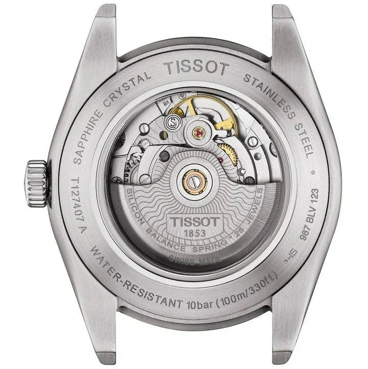 Tissot Gentleman Powermatic 80 Silicium Blue Dial Black Leather Strap Watch For Men - T127.407.16.041.01