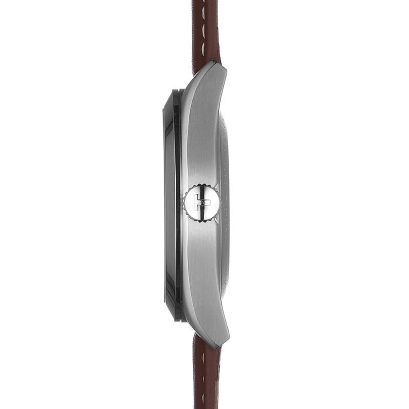 Tissot Gentleman Powermatic 80 Silicium Silver Dial Brown Leather Strap Watch For Men - T127.407.16.031.01