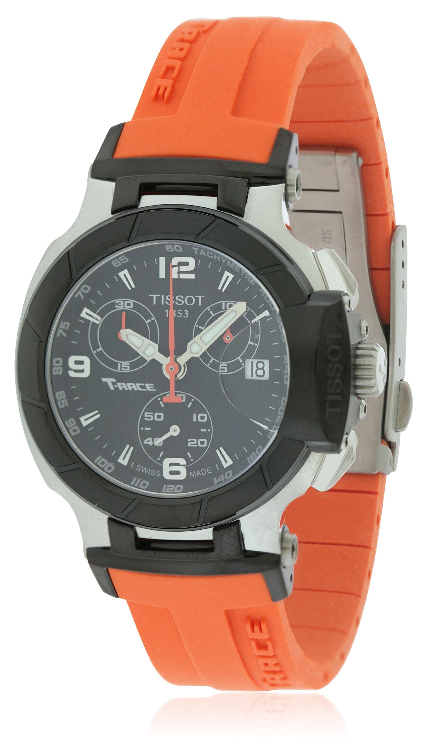 Tissot T Race Chronograph Black Dial Orange Rubber Strap Watch for Women - T048.217.27.057.00