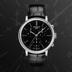 Tissot Carson Premium Chronograph Black Dial Black Leather Strap Watch For Men - T122.417.16.051.00