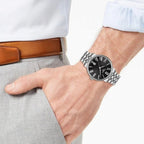 Tissot Carson Premium Black Dial Silver Steel Strap Watch For Men - T122.410.11.053.00