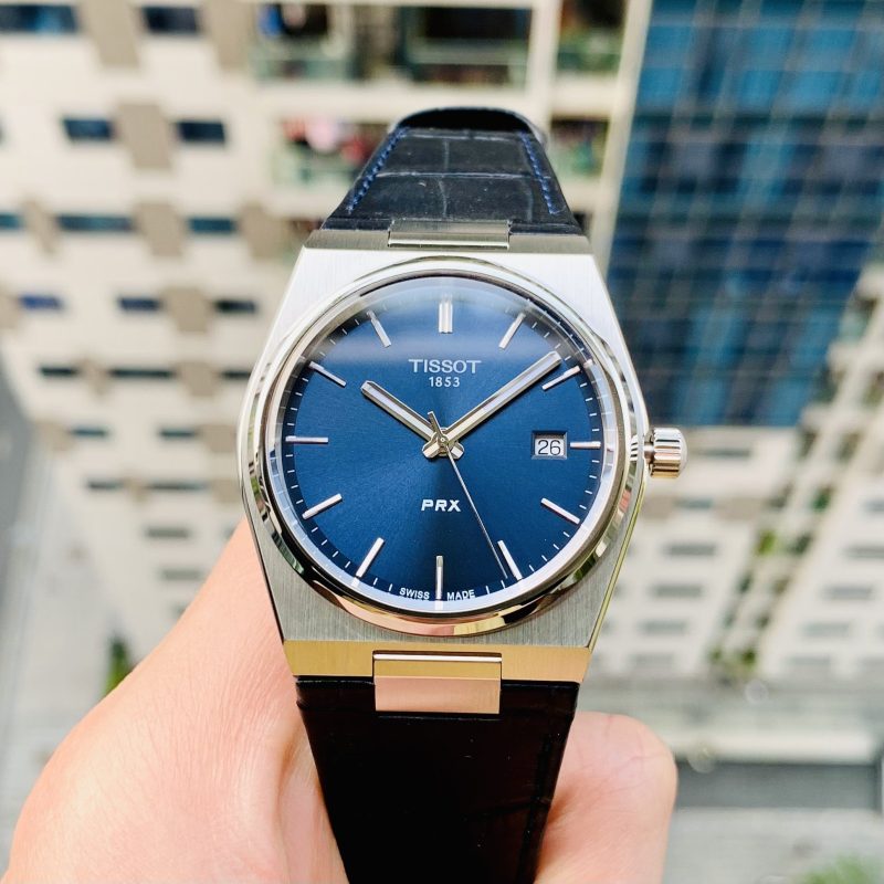 Tissot PRX Blue Dial Blue Leather Strap Watch for Men - T137.410.16.041.00