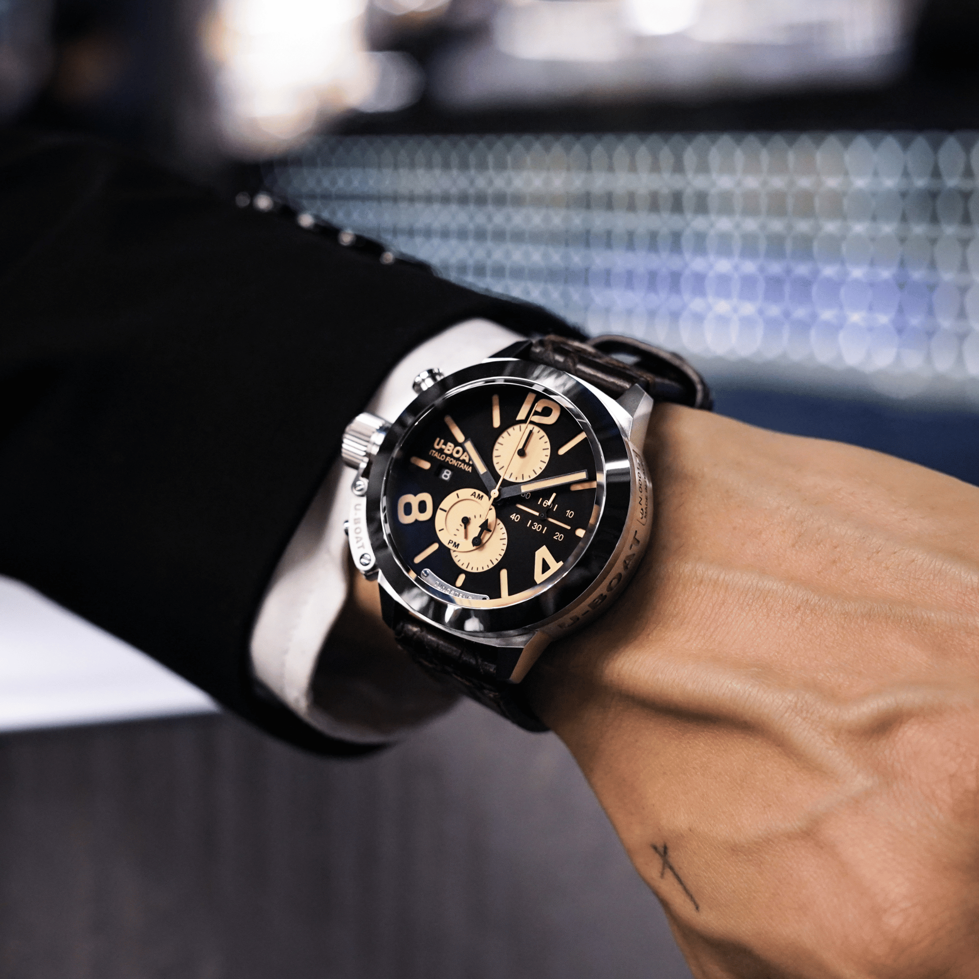 U-Boat Men's Watch Classico Tungsteno CAS1 Chronograph Black Beige