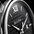 Bulova Hudson Black Dial Leather Strap Watch 96B441