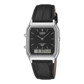 Casio Vintage Silver-Tone Analogue-Digital Leather Band Watch AQ230EL-1A