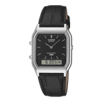Casio Vintage Silver-Tone Analogue-Digital Leather Band Watch AQ230EL-1A
