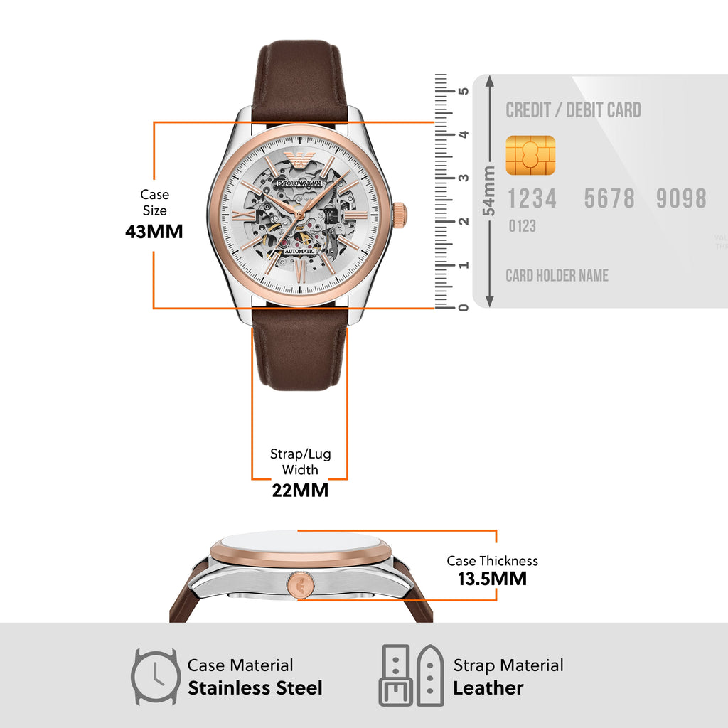 Emporio Armani Antonio 43mm Brown Leather Strap Men's Watch AR60094