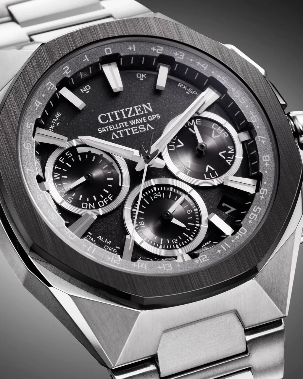 Citizen Attesa Satellite Wave Eco-Drive Black Dial Titanium Watch CC4104-53E