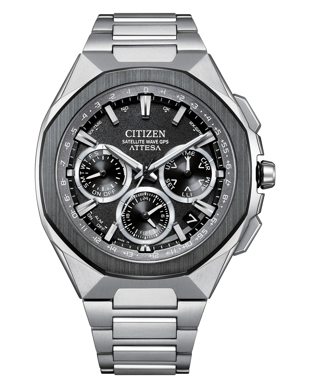 Citizen Attesa Satellite Wave Eco-Drive Black Dial Titanium Watch CC4104-53E