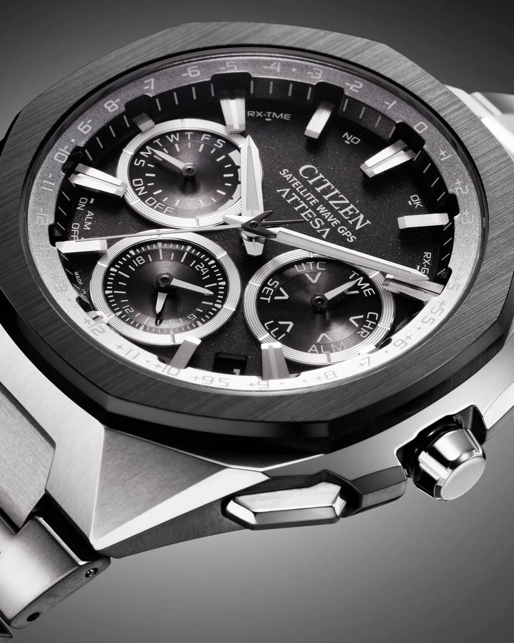 Citizen Attesa Satellite Wave Eco-Drive Black Dial Titanium Watch CC4104-53E