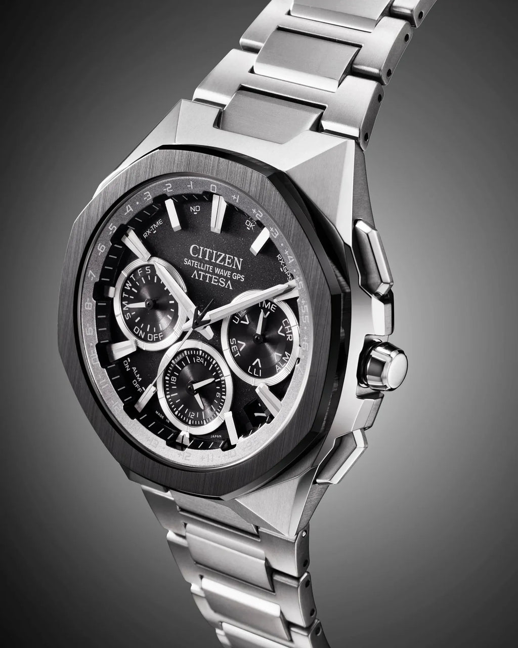 Citizen Attesa Satellite Wave Eco-Drive Black Dial Titanium Watch CC4104-53E