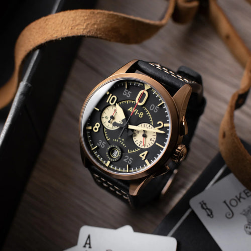 AVI-8 Spitfire Lock Men's Black Bronze Chronograph Watch