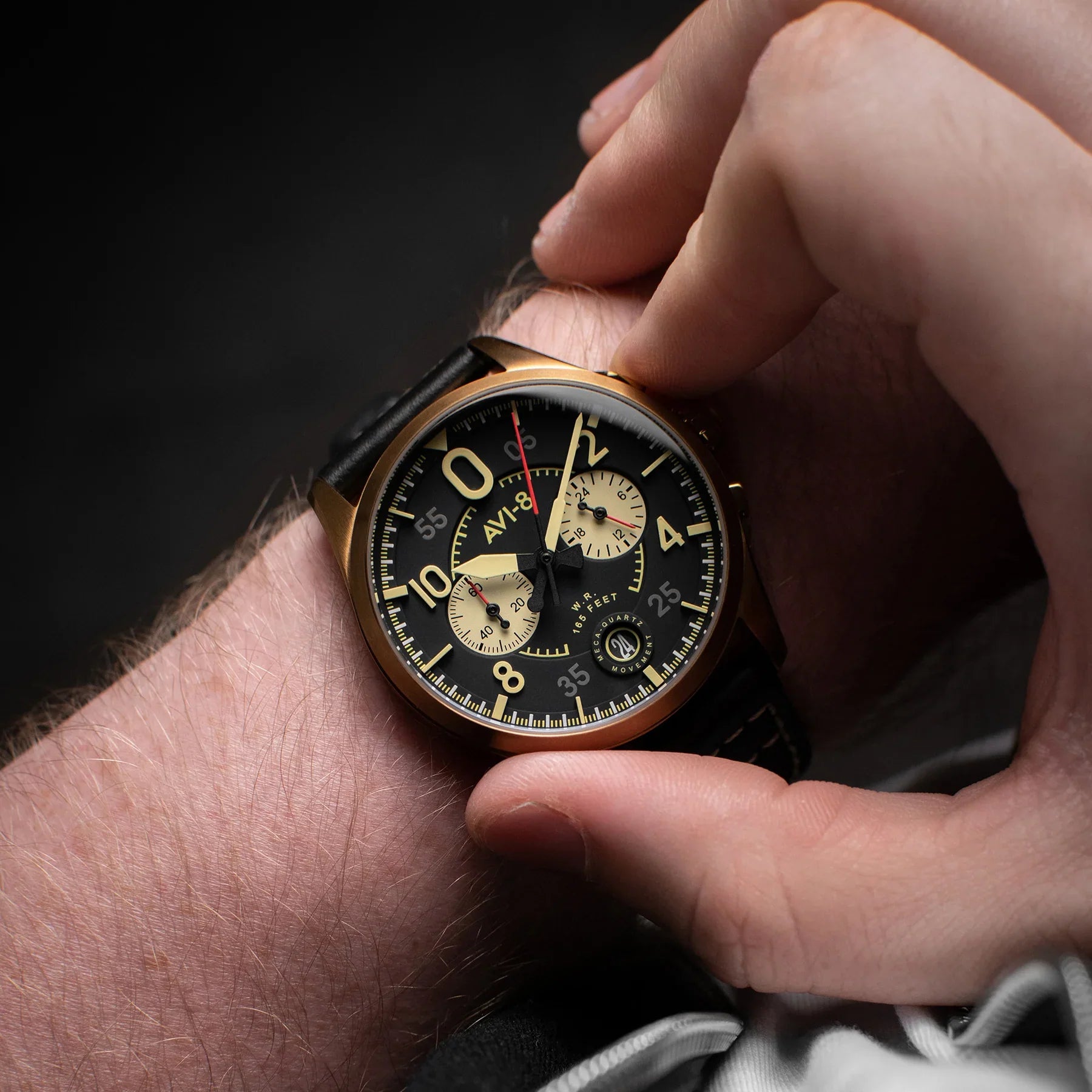 AVI-8 Spitfire Lock Men's Black Bronze Chronograph Watch
