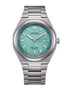 Citizen Eco-Drive Zenshin Three-hand Turquoise (Green) Dial Titanium steel Watch AW0130-85M