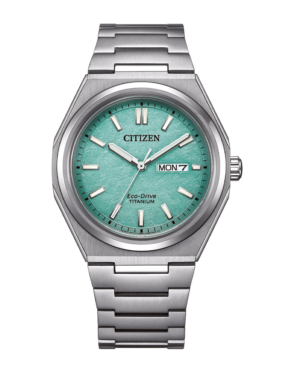 Citizen Eco-Drive Zenshin Three-hand Turquoise (Green) Dial Titanium steel Watch AW0130-85M