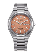 Citizen Eco-Drive Zenshin Three-hand Orange Dial Titanium Watch AW0130-85Z