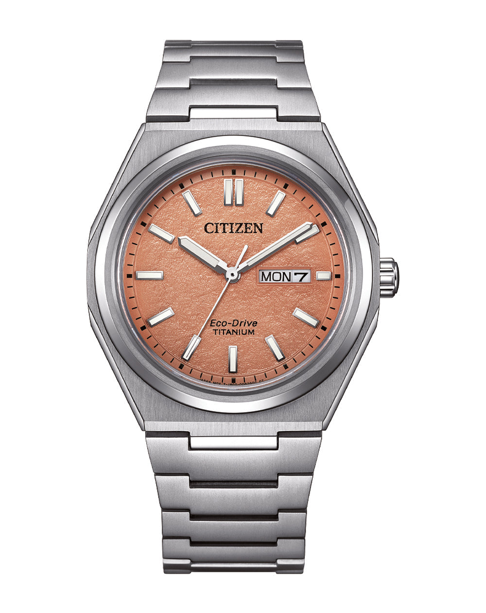 Citizen Eco-Drive Zenshin Three-hand Orange Dial Titanium Watch AW0130-85Z