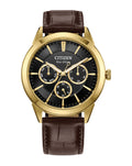 Citizen Eco-Drive Brown Leather Strap Black Dial Watch BU2112- 06E