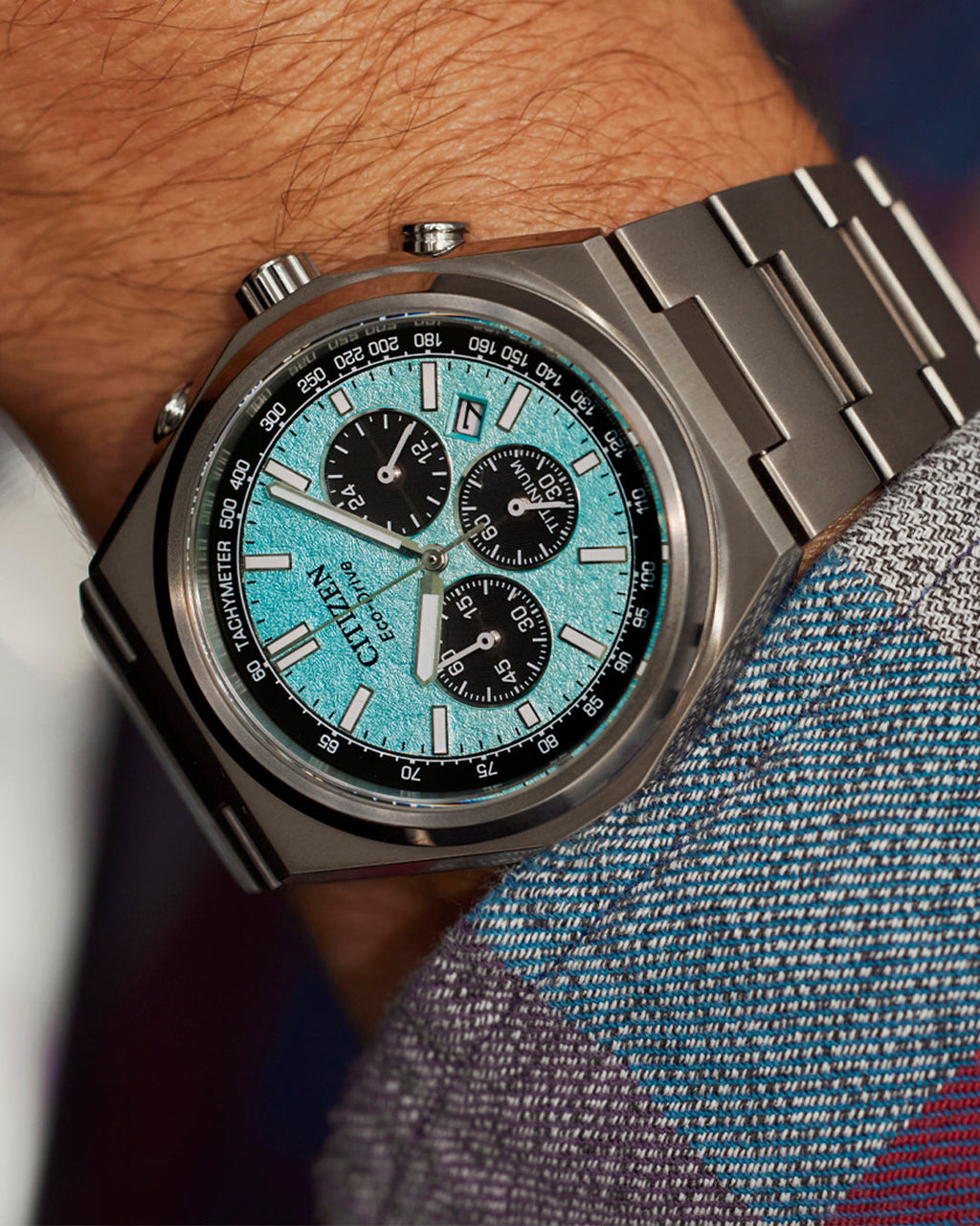 Citizen Eco-Drive Zenshin Chrono Blue Dial Titanium Watch CA4610-85M