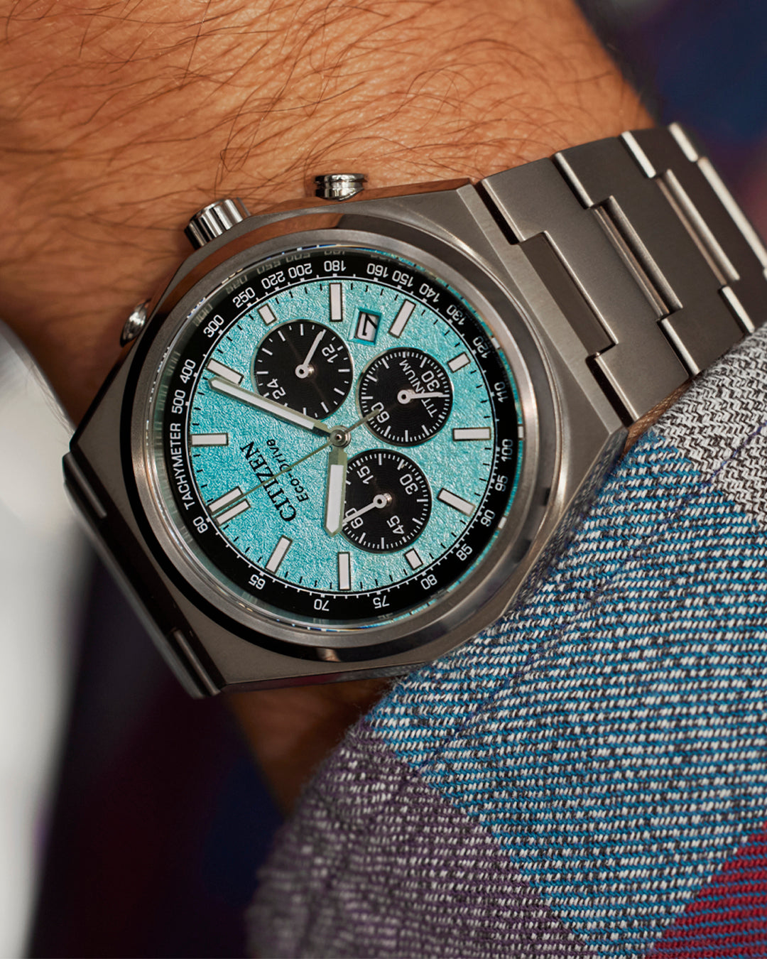 Citizen Eco-Drive Zenshin Chrono Blue Dial Titanium Watch CA4610-85M
