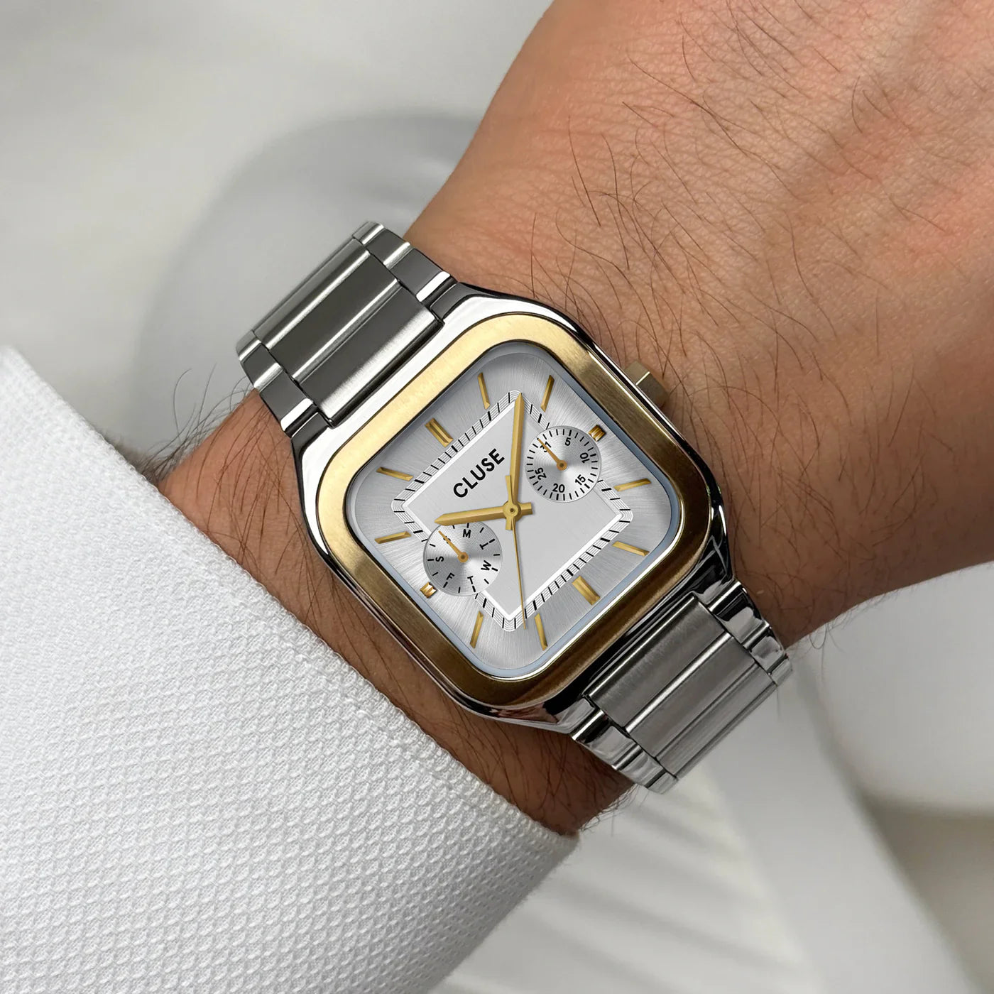 CLUSE Quadrus Multifunction Stainless Steel Silver Two Tone Men's Watch CW26201