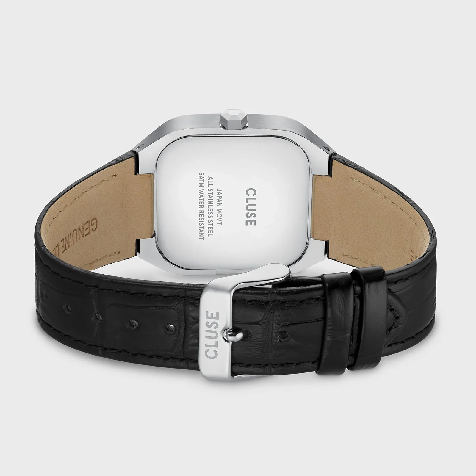 CLUSE Quadrus Multifunction Leather, Black, Silver Colour Watch CW26203